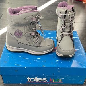 Totes Gray and Purple Kids Boots